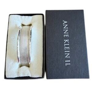 Anne Klein II Silver Tone Mesh Cuff Bracelet Hinged Open Bangle NIB